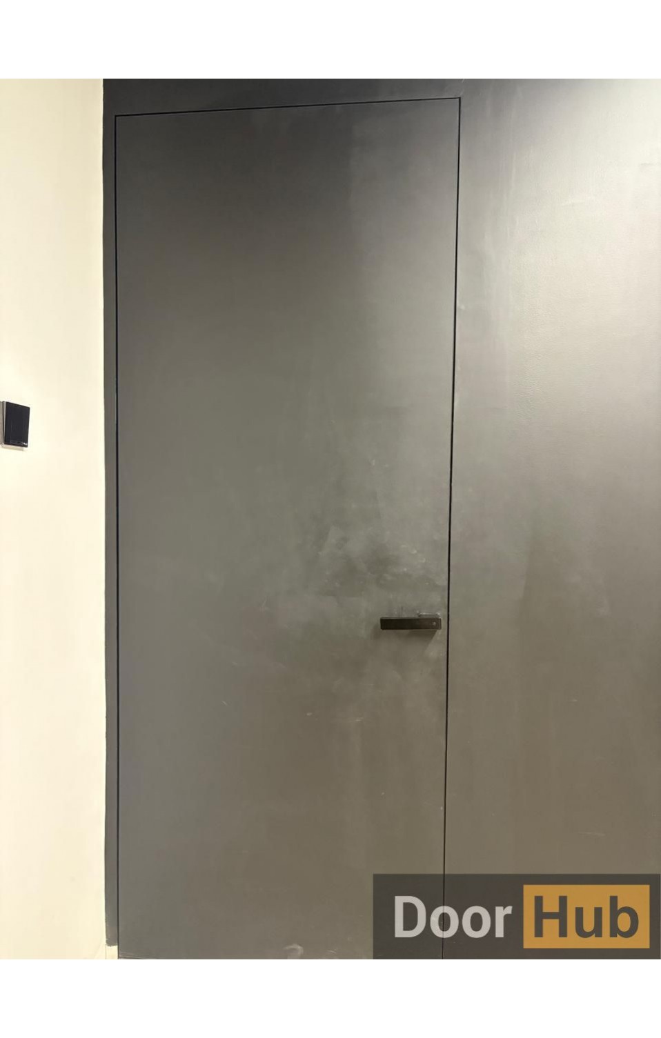 Black Painted Interior Door with Royal Black Anodized Profile – Developer Supply UAE